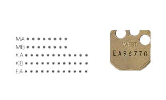 WEST　916/917/955の裏面に記されている鍵番号の例です。